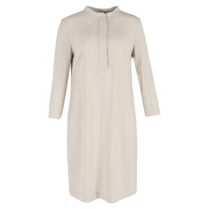Escada Mandarin Collared Knee-Length Dress in Beige Triacetate